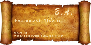Bocsanszki Alán névjegykártya